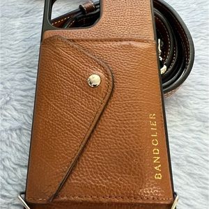 Bandolier Tan Leather Crossbody Bag fits I Phone 13 PRO